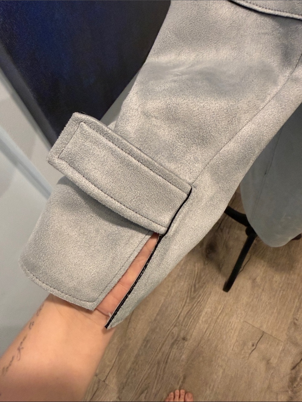 Zara Light Gray/Blue Women's Long Trench Coat - Picture 2 of 7